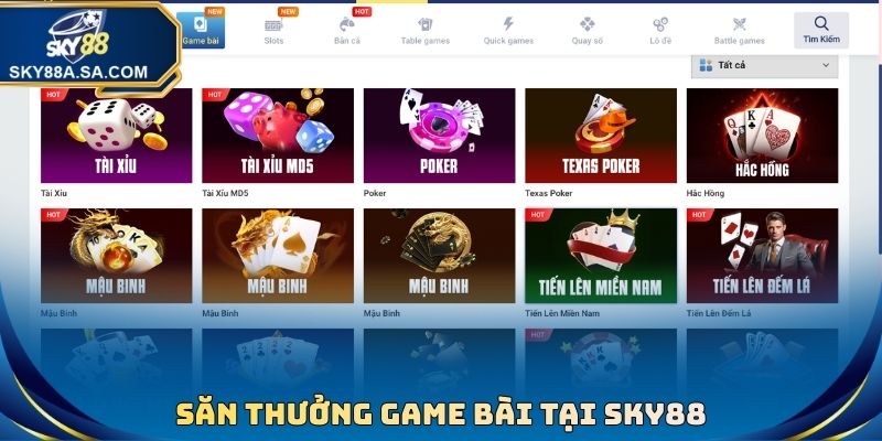SKY88 7 Săn thưởng game bài tại Sky88